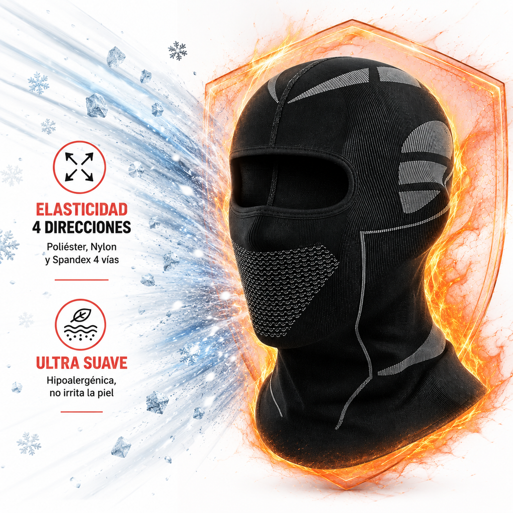 Balaclava Motorista Térmica Elasticable Ultra Suave E Hipoalergénica