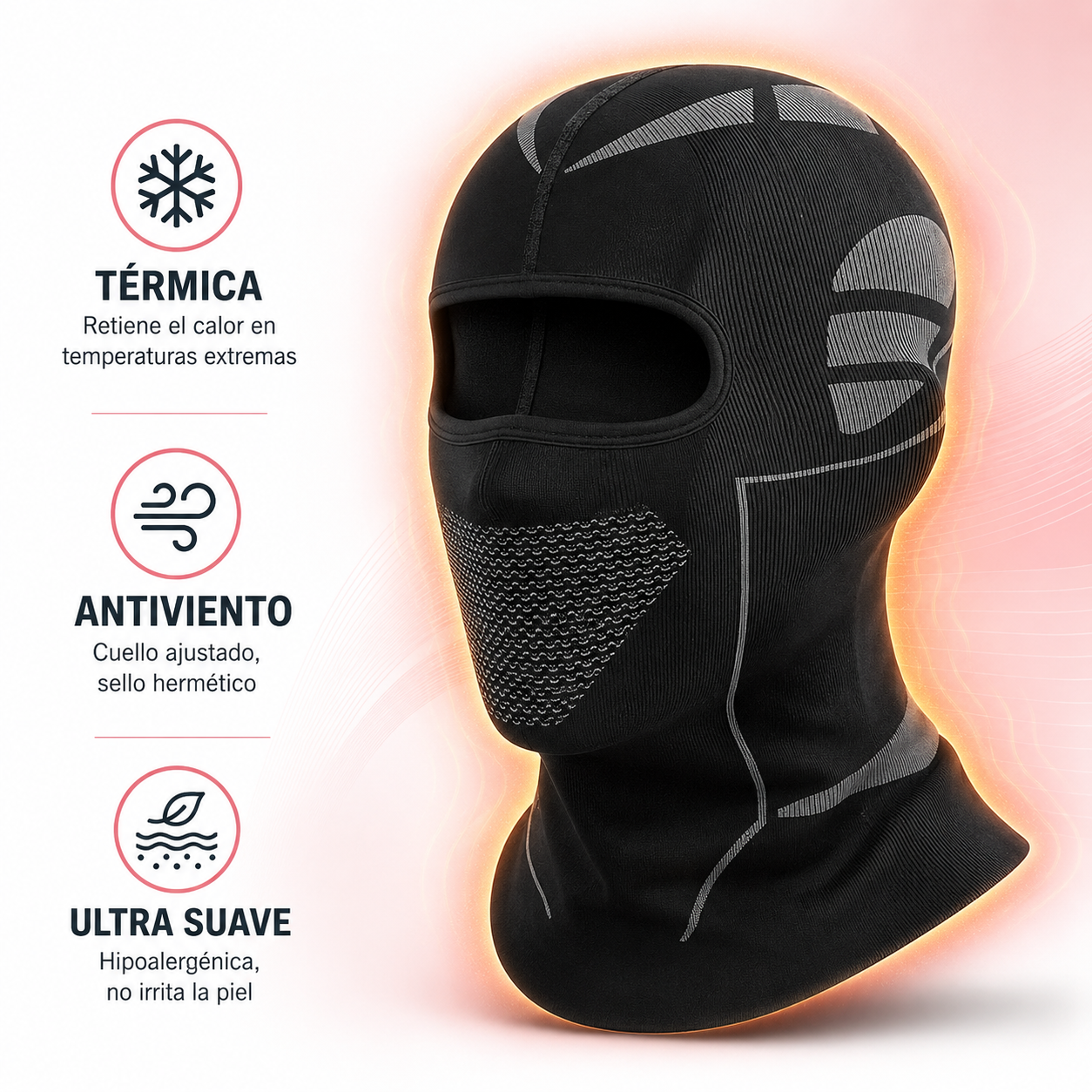 Balaclava Motorista Térmica Elasticable Ultra Suave E Hipoalergénica