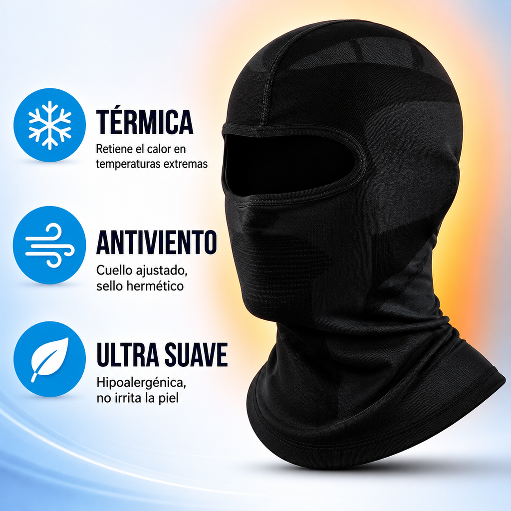 Balaclava Motorista Térmica Elasticable Ultra Suave E Hipoalergénica